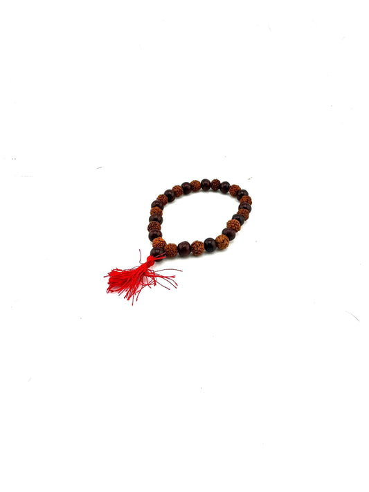 Rudraksha with Red Sandalwood Stretch Bracelet