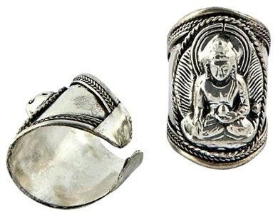 Lord Buddha Tibetan Ring White Metal