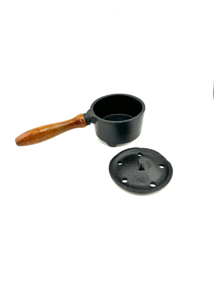 Cast Iron Cauldron w/wooden Handle