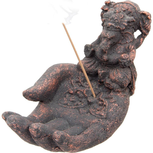 Volcanic Stone Incense Holder - Hand w/ Ganesha