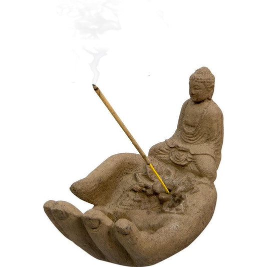 Volcanic Stone Incense Holder - Hand w/Buddha