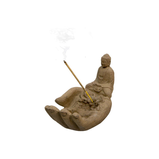 Volcanic Stone Incense Holder - Hand w/Buddha