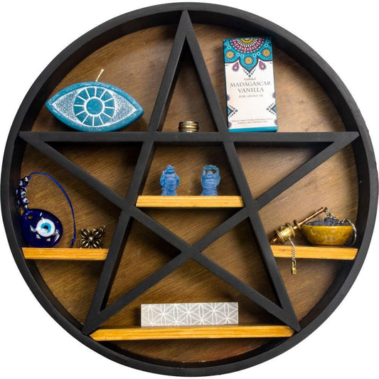 Wood Altar Shelf Wall Hanging - Pentacle