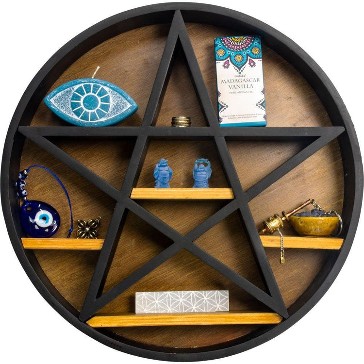 Wood Altar Shelf Wall Hanging - Pentacle