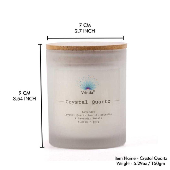 Crystal Quartz Scented glass candle with Crystals, Soy Blend