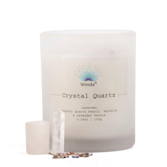 Crystal Quartz Scented glass candle with Crystals, Soy Blend