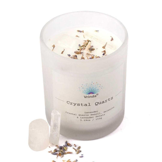 Crystal Quartz Scented glass candle with Crystals, Soy Blend