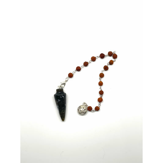 Beige Pendulum: Labradorite with Rudraksha and Om Pendulum