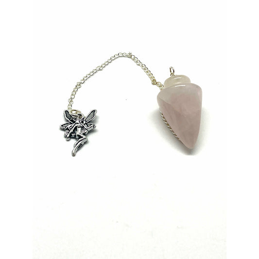 Light Gray Pendulum: Rose Quartz with Fairy