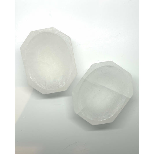 Light Gray Selenite Rectangle Bowl