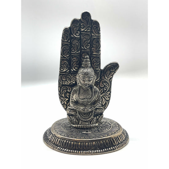 Dark Slate Gray Burner: Buddha Hamsa Aluminum Incense Holder