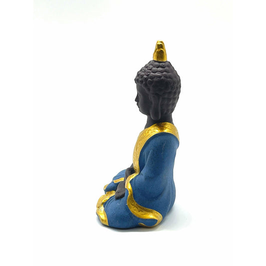 Dark Slate Gray Buddha Figurine: Blue Meditating