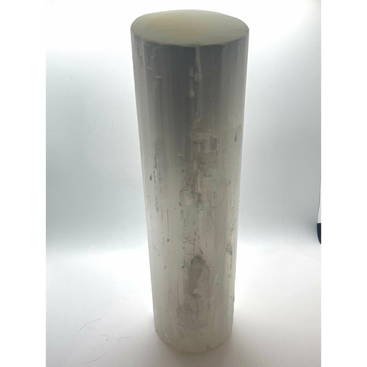Light Gray Selenite Cylinder Lamp