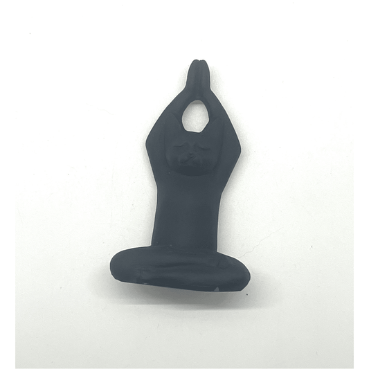 Obsidian Yoga Cat Figurine