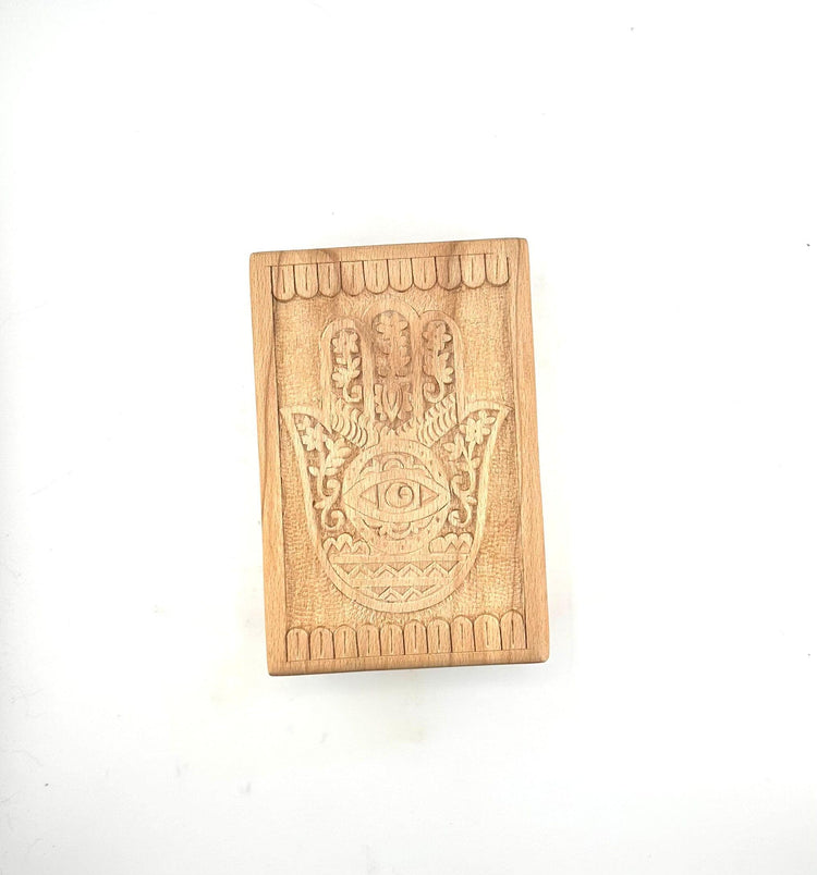 Hamsa Hand wooden carved box