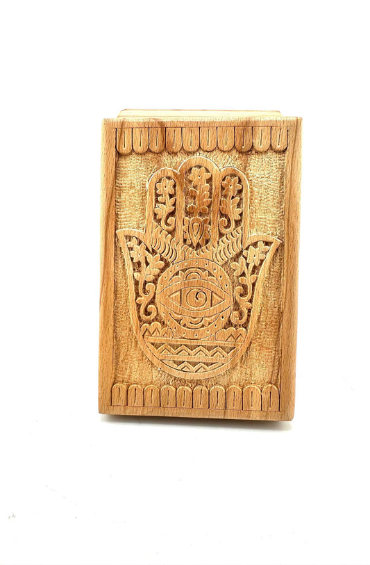 Hamsa Hand wooden carved box