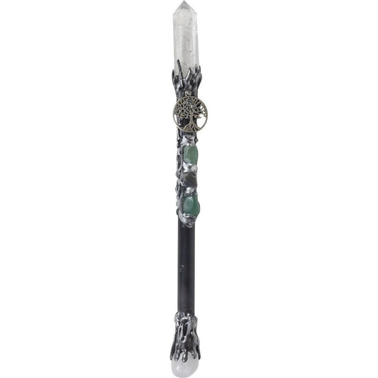 Magick Wand - Silver Tree of Life w/ Clear Quartz Point