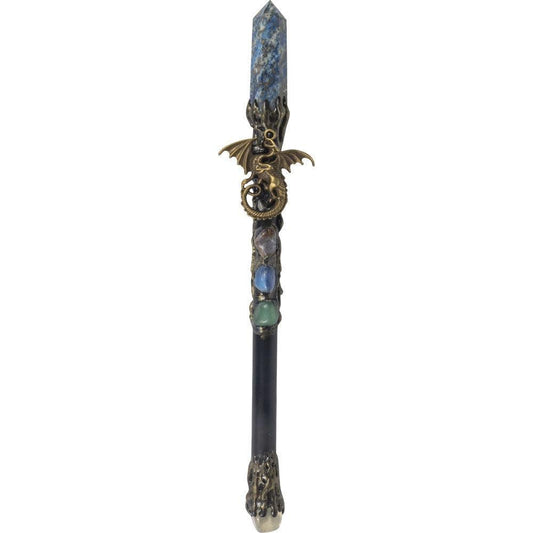 Magick Wand - Lapis Point w/ Gold Dragon