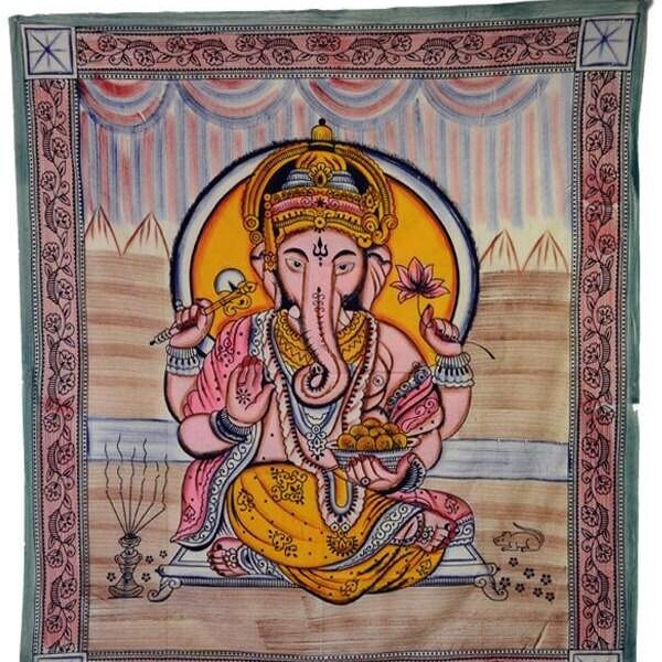 Ganesha Cotton Tapestry Multi Color 84''x96''