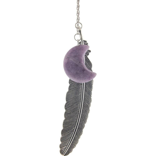 Metal Feather Bookmark w/ Amethyst - Moon