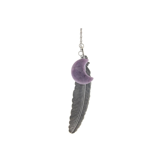 Metal Feather Bookmark w/ Amethyst - Moon