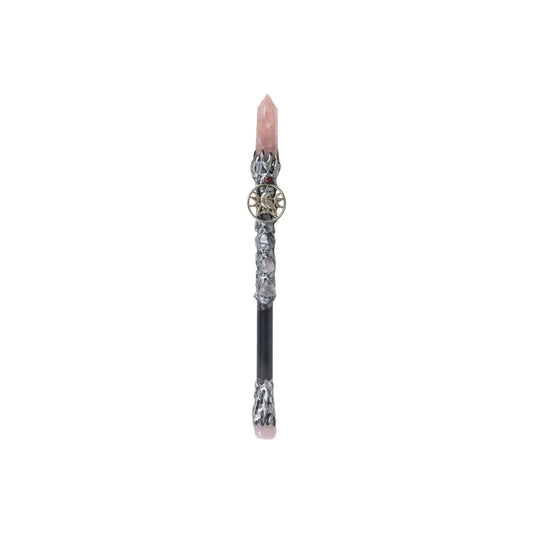 Magick Wand - Rose Quartz Point w/ Silver Raven