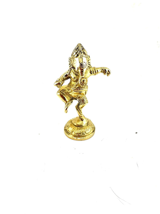 Dancing Ganesh 3"H Solid Brass