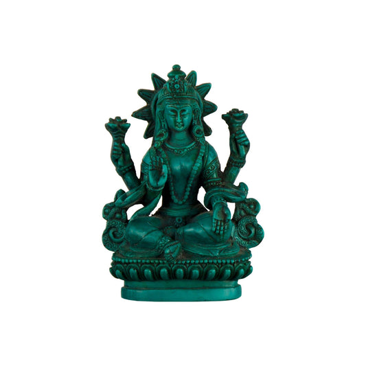 Lakshmi turquoise resin mini statue 5"