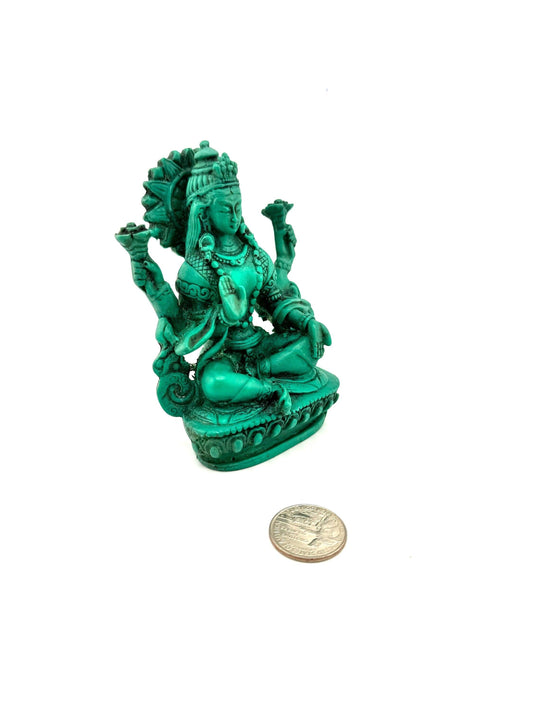 Lakshmi turquoise resin mini statue 5"